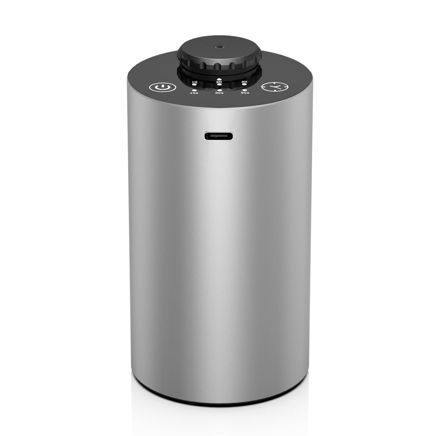 Waterless Essential Oil Diffuser – Battery Powered Car Diffuser with 3 Mist Levels and Timer (Silver)