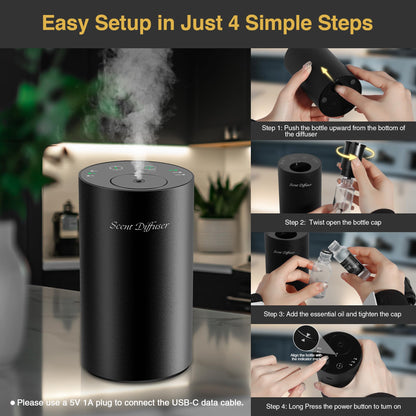 Waterless Essential Oil Diffuser Starter Kit — Battery-Operated, No Water Needed