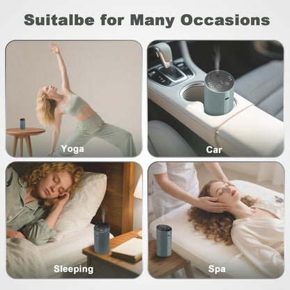 Waterless Essential Oil Diffuser – Portable Rechargeable Aroma Diffuser (4 Timers, 3 Mist Levels) Silver Grey