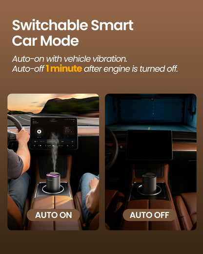 Waterless Diffuser for Essential Oils – Car & Home, 3 Mist Levels & 3 LED Colors