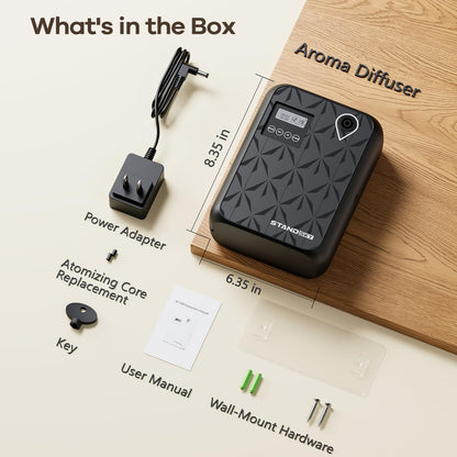 Waterless Essential Oil Diffuser - Large Room Diffuser up to 3,000 sq ft (500 mL) - Black