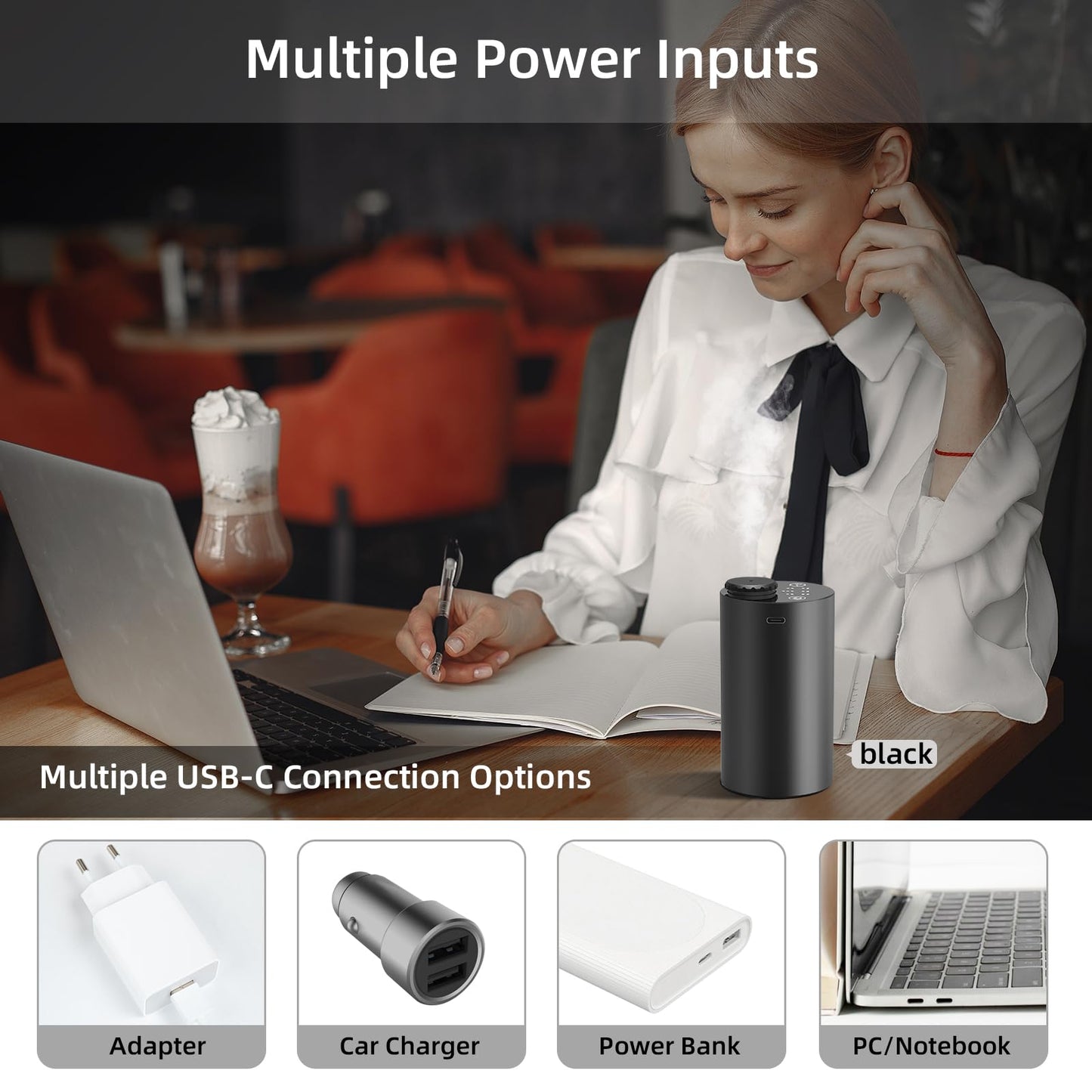 Waterless Essential Oil Diffuser – Portable Nano Mist for Home, Car & Office | 3 Timers, 3 Mist Levels