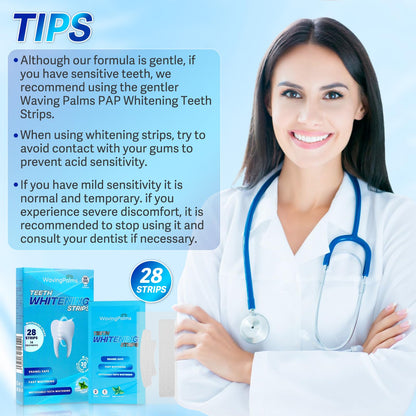 Waving Palms Teeth Whitening Strips – 28 Strips, Enamel-Safe, Quick 14-Day Whitening