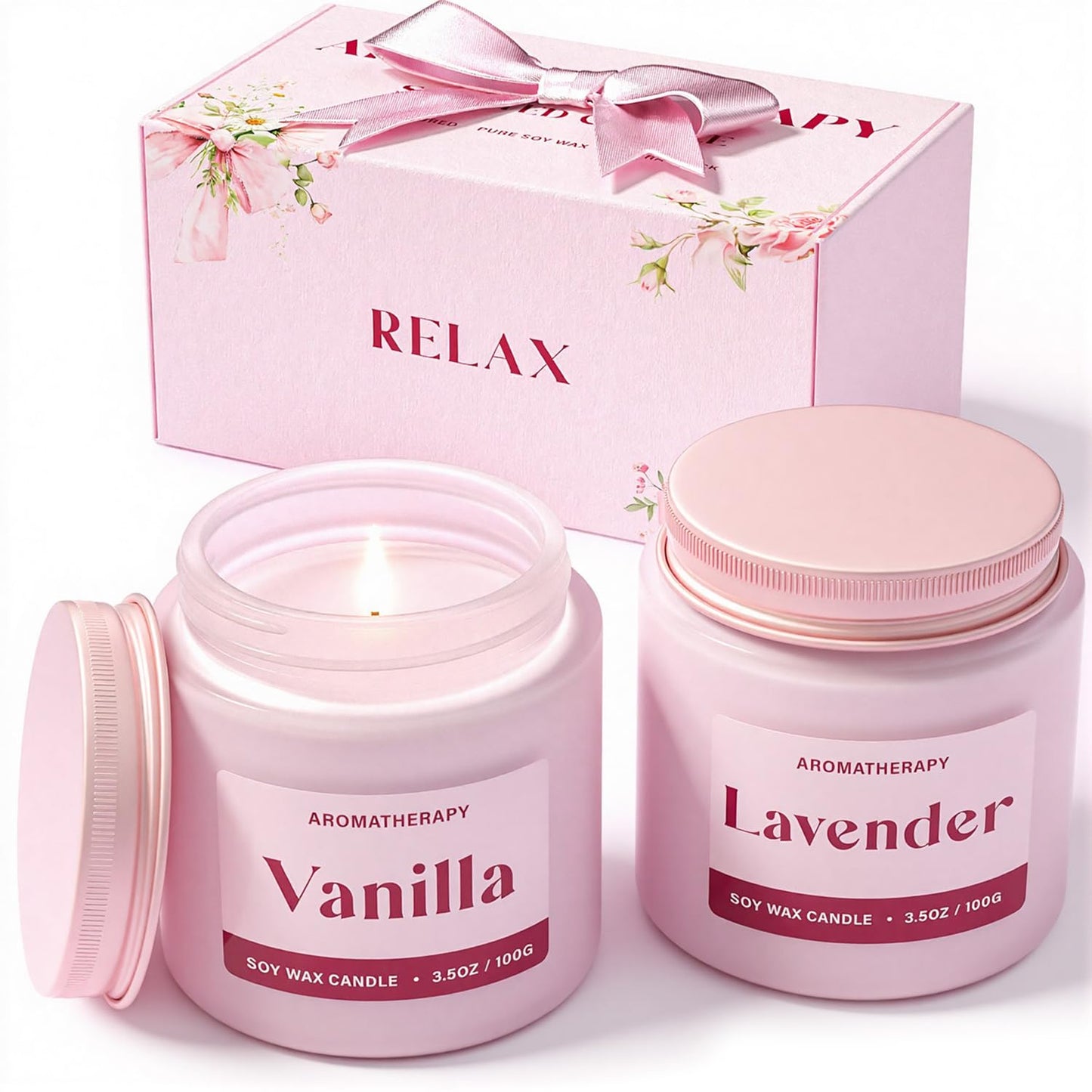 Waxcanpy Scented Candles for Women – Lavender & Vanilla Soy Gift Set (2 Pack)