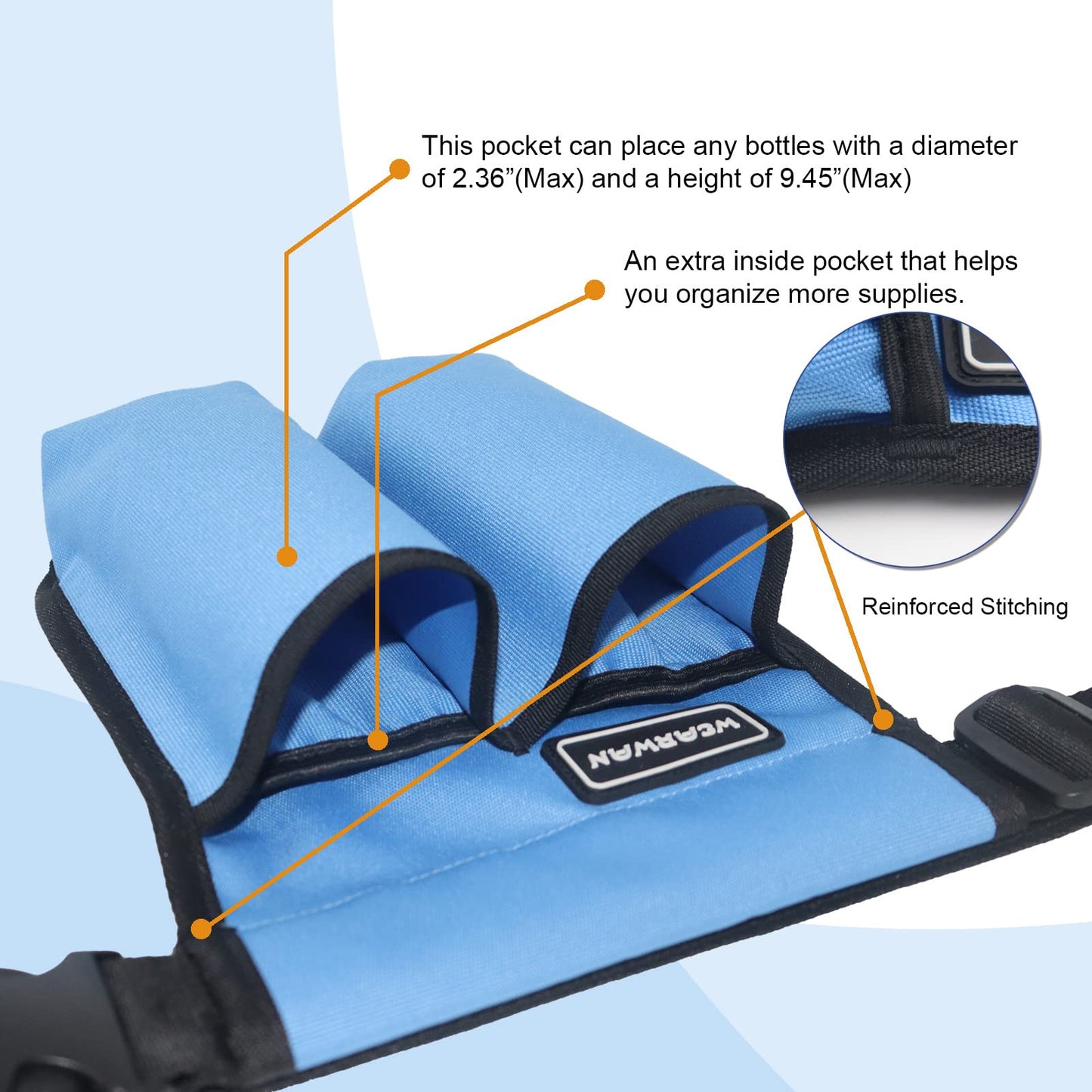 wearwan Massage Oil Holster - Adjustable & Durable Bag Only (Bottle Not Included) 2B-Skyblue
