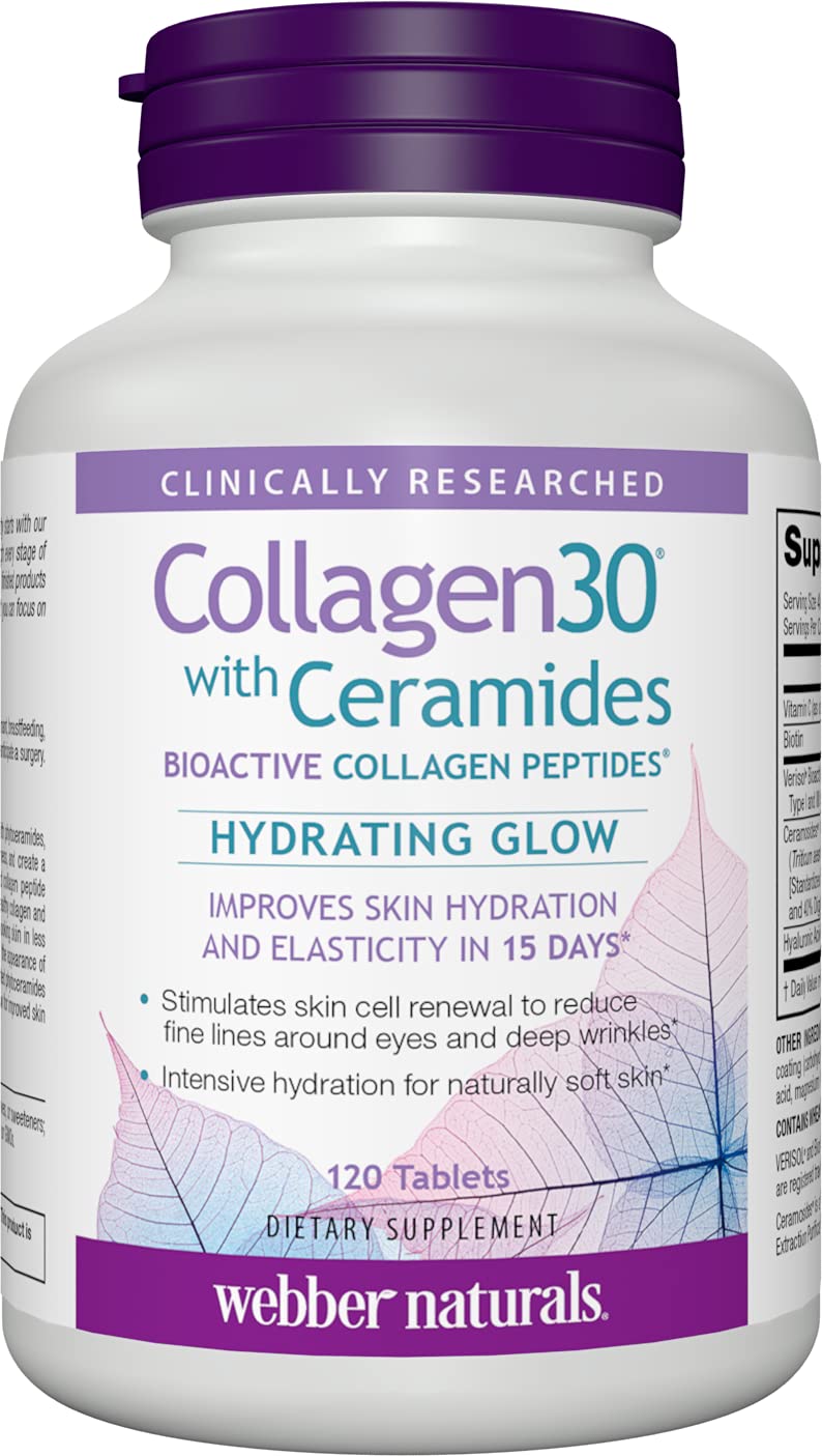 Webber Naturals Collagen30 with Ceramides – 120 Tablets, Non-GMO, Dairy & Gluten Free