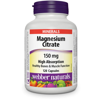 Webber Naturals Magnesium Citrates High Absorption 150 mg - 120 Capsules