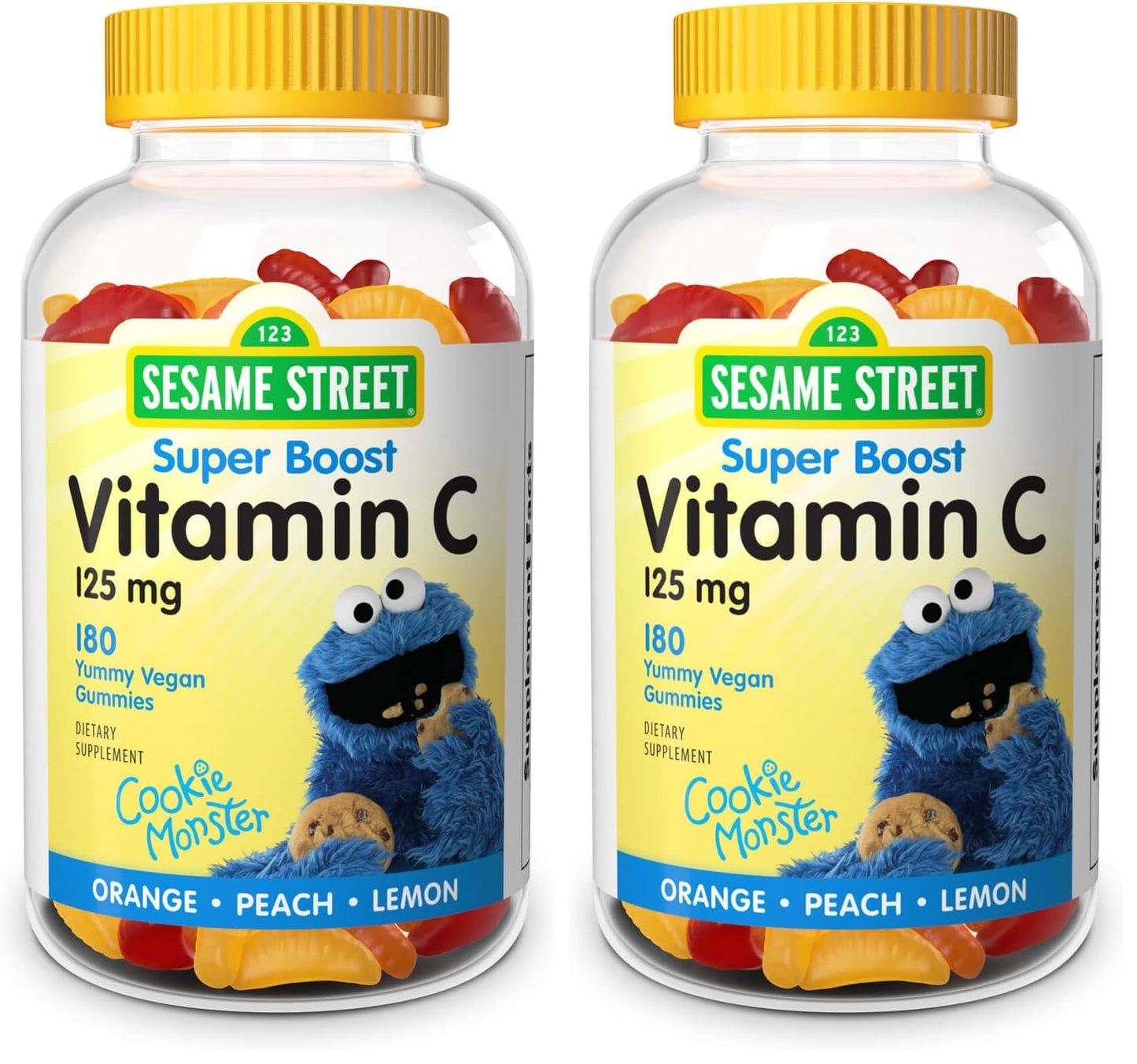 Webber Naturals Sesame Street Vitamin C Gummies for Kids 2+ – 125 mg per Gummy, 180 Gummies (Pack of 2)
