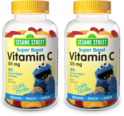 Webber Naturals Sesame Street Vitamin C Gummies for Kids 2+ – 125 mg per Gummy, 180 Gummies (Pack of 2)