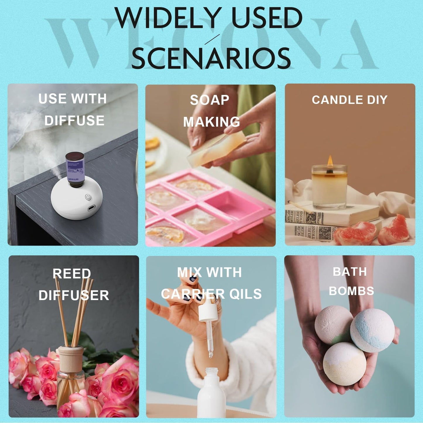 Wecona Summer Essential Oil Set – 6x10ml Fragrance Oils for Candles, Diffusers, Soap Making