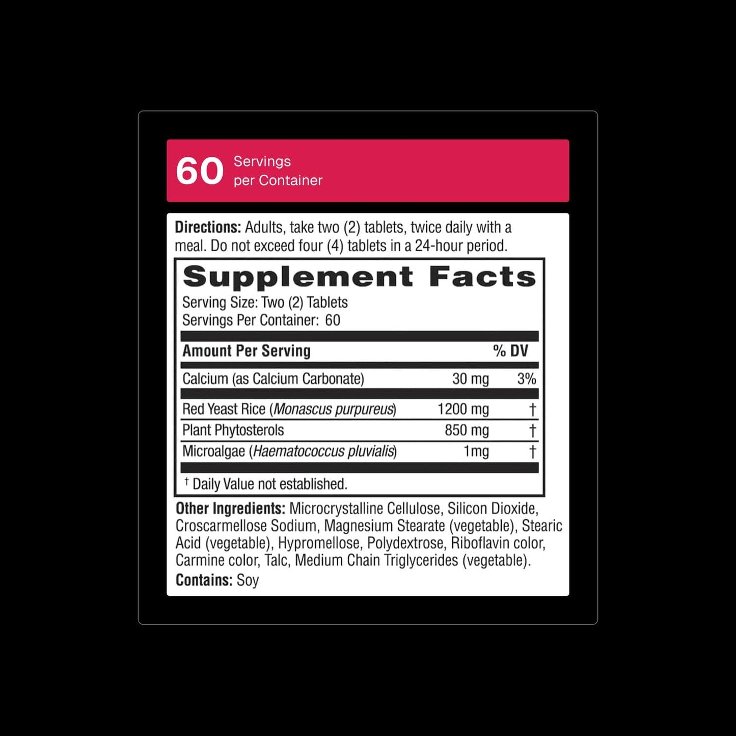 Weider Red Yeast Rice Plus 1200mg with 850mg Phytosterols | Gluten Free, 1-Month Supply