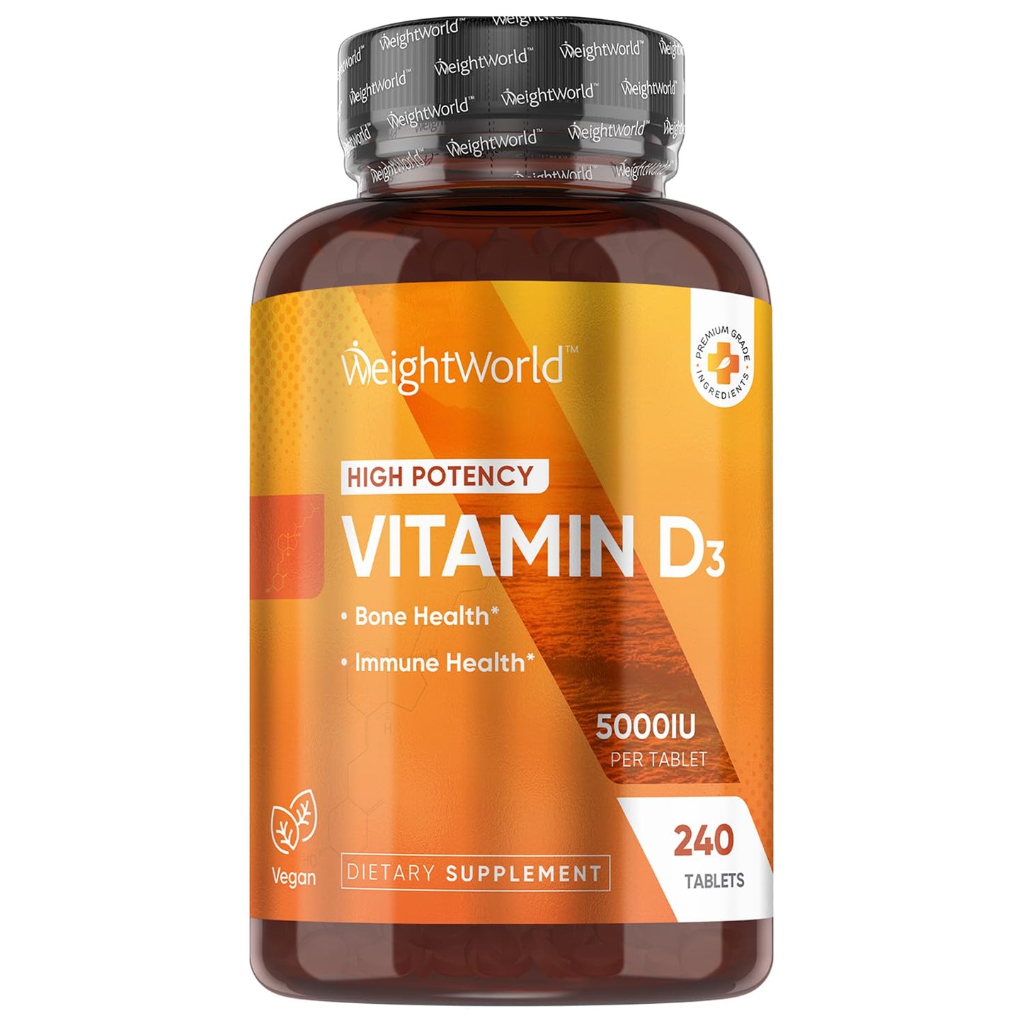 WeightWorld Vegan Vitamin D3 5000 IU – Wild-Harvested Lichen D3, 240 Tablets, Gluten & Allergen Free
