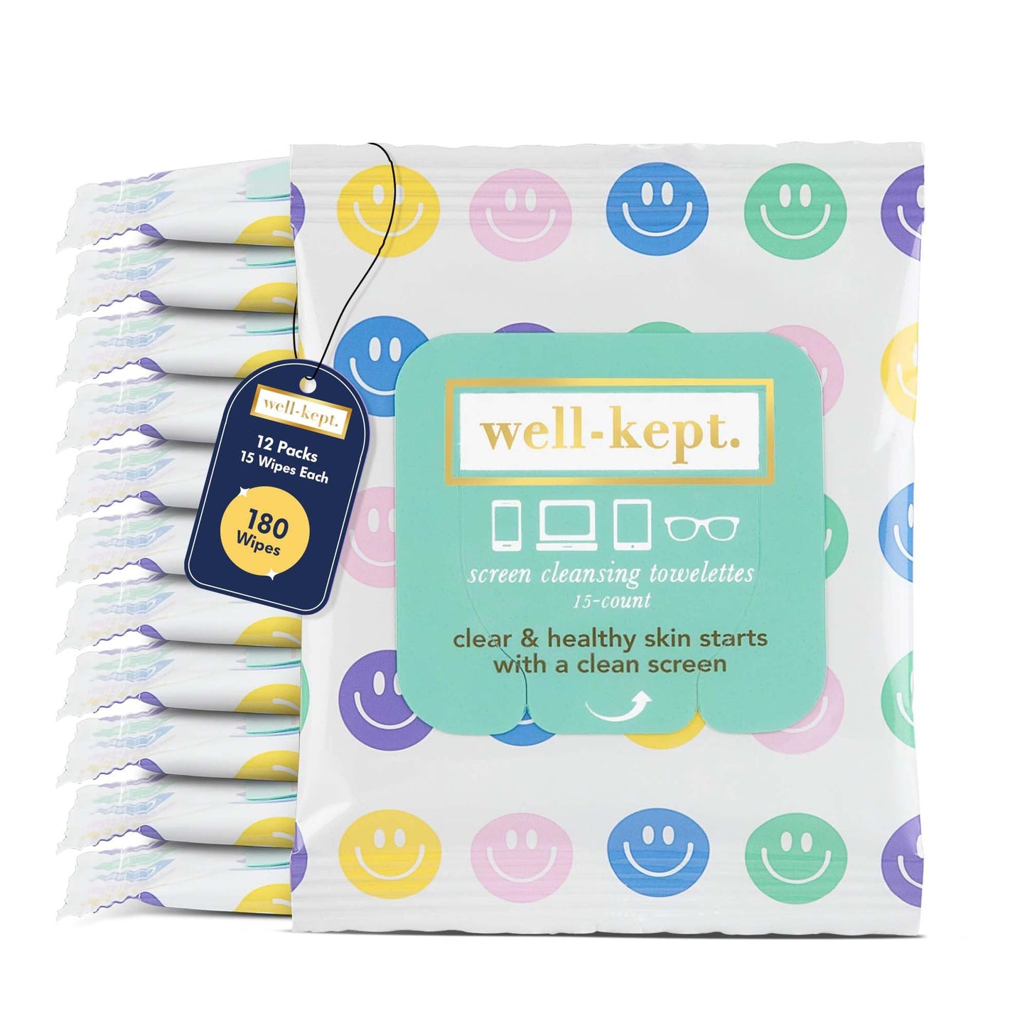 Well-Kept Tech & Lens Wipes - 12 Pack for Eyeglasses, Screens & Devices