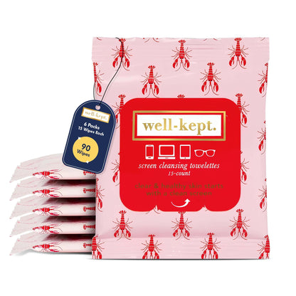 Well-Kept Tech & Lens Wipes – 6 Pack (90 Count) – Streak-Free Cleaning for Glasses, Screens & Devices | Lobsterfest