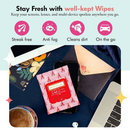 Well-Kept Tech & Lens Wipes – 6 Pack (90 Count) – Streak-Free Cleaning for Glasses, Screens & Devices | Lobsterfest