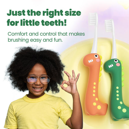 Well Before Dinosaur Kids Toothbrush – 0.12mm Ultra-Soft Bristles, 3-Pack