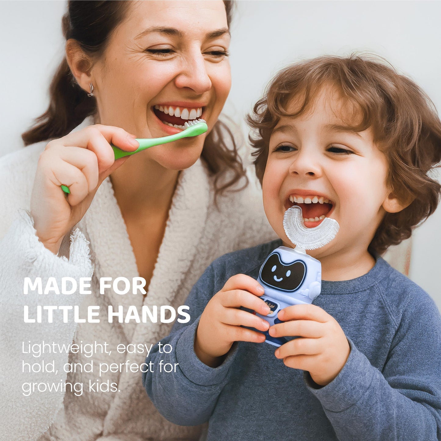 Well Before Ultrasonic Kid's U-Shaped Toothbrush – IPX7, 5 Modes (Spaceman, Blue)