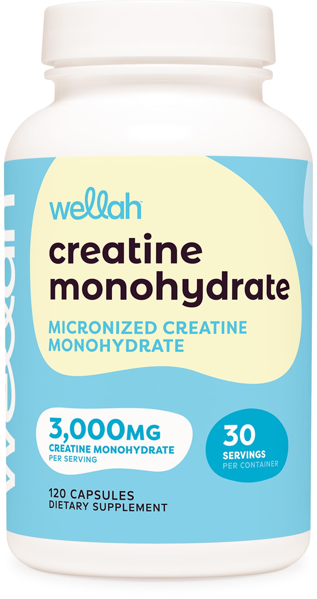 Wellah Creatine Monohydrate Capsules (3000 mg) - 120 Capsules | Micronized Creatine, 30 Servings