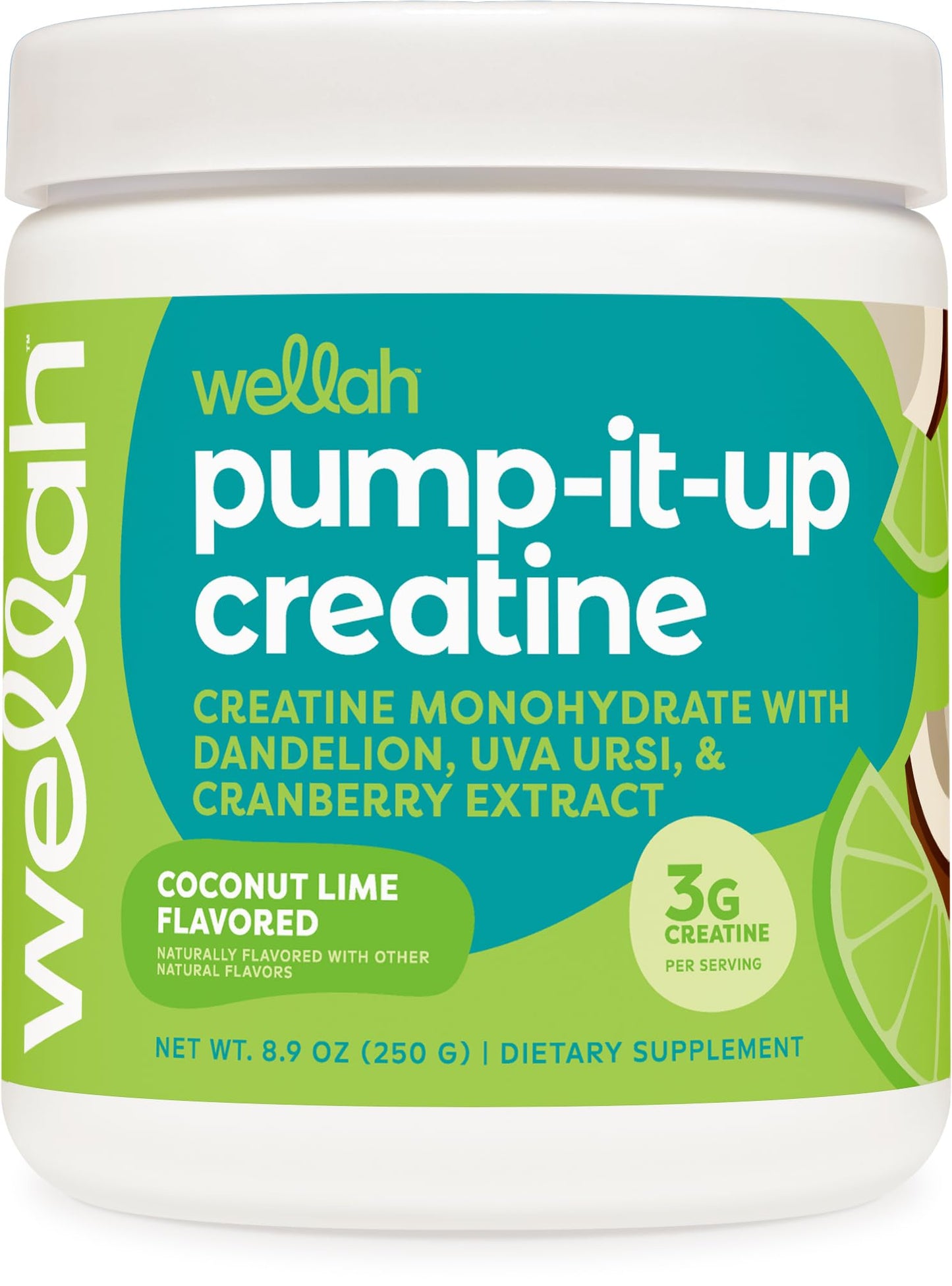 Wellah Creatine for Women - Coconut Lime, 50 Servings | Creatine Monohydrate