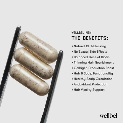 WELLBEL Men Clean Supplement for Hair, Skin, and Nails – Vegan, Gluten Free, Non-GMO – 90 Count (3 Pack)