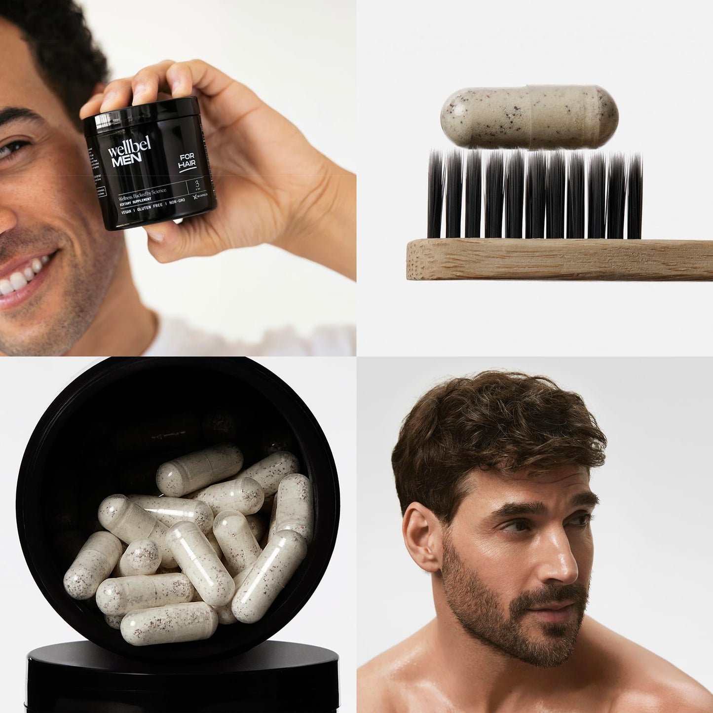 WELLBEL Men Clean Supplement for Hair, Skin, and Nails – Vegan, Gluten Free, Non-GMO | 90 Count