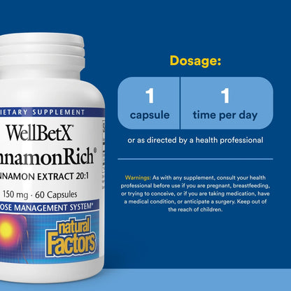 Natural Factors WellBetX CinnamonRich Extract 150 mg, 60 Capsules