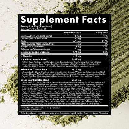 WelleCo The Super Elixir Daily Greens Powder – Probiotic Drink Mix (300g, Mixed Berry)