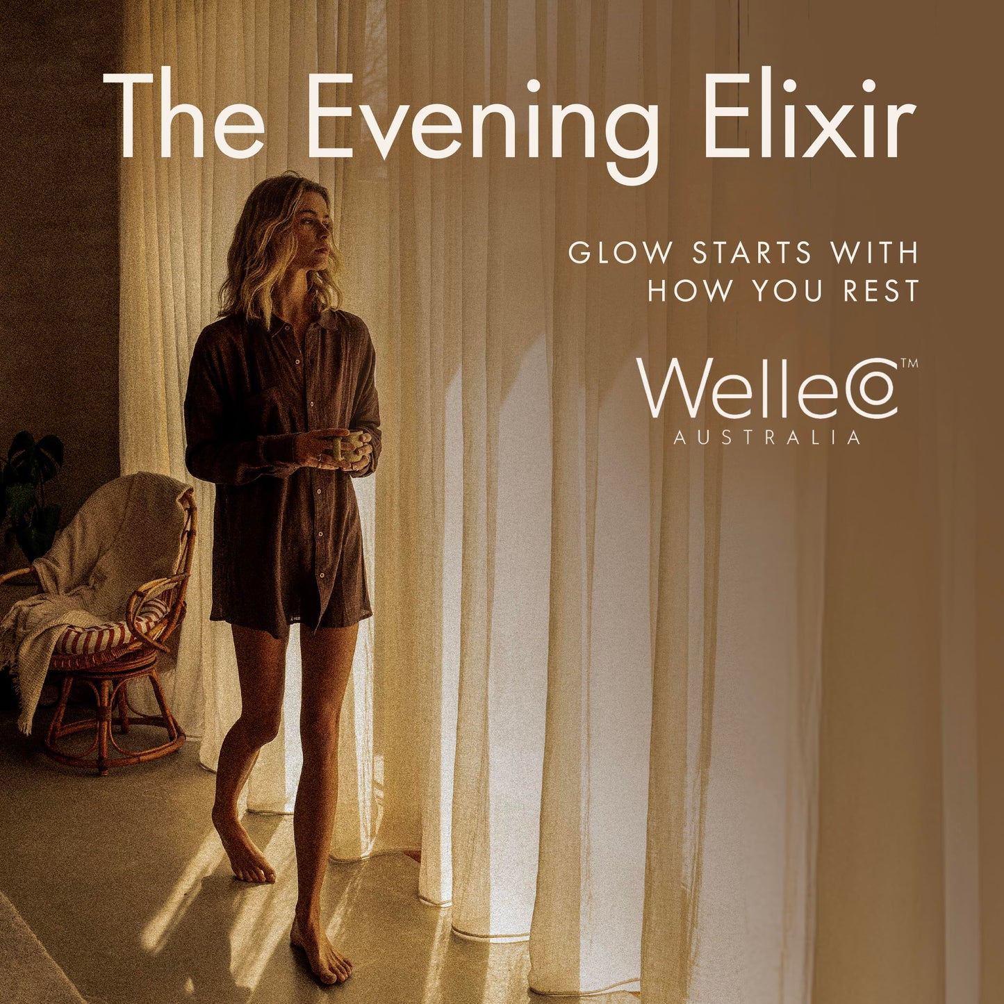 WelleCo Evening Elixir: Vitamin C Hot Chocolate Beauty Drink Mix for Sleep, Skin Glow & Collagen Support | 150g Jar