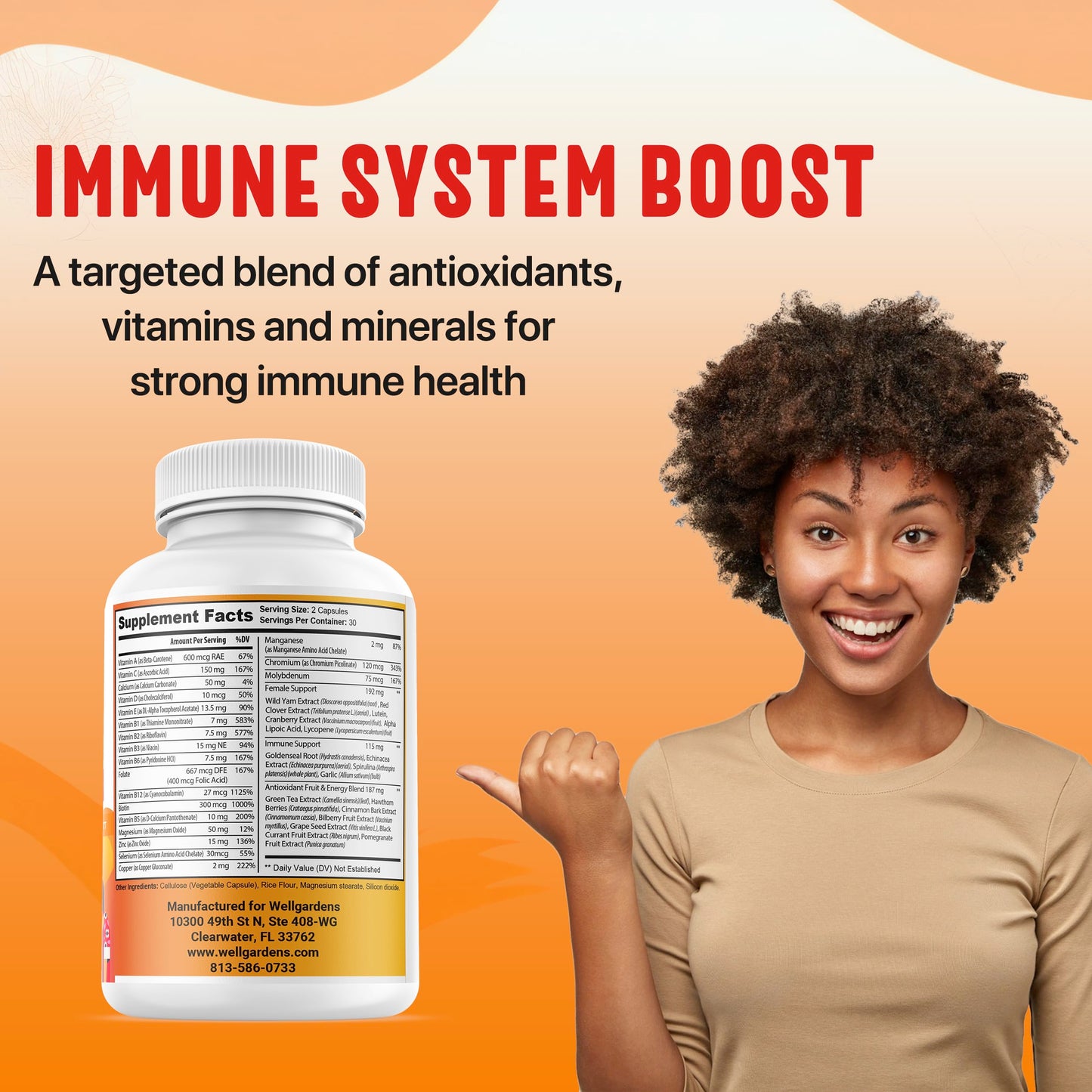 Wellgardens 100% Pure Women's Multivitamin – Hair Growth, Biotin & Zinc | Made in USA | 60 Caps