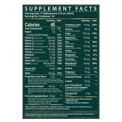 Wellgenix Balanced Essentials Plus Liquid Multivitamin — Berry Flavor, Daily 1oz Dose, Immune Support