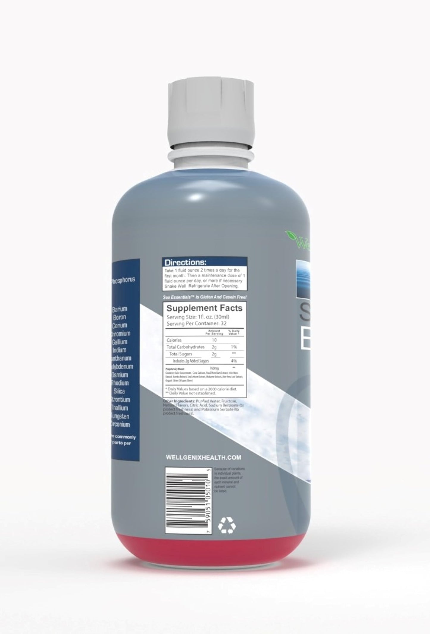 Wellgenix Sea Essentials Vital Nutrients – Coral Calcium Liquid Multivitamin, Sea Berry Flavor, 32oz