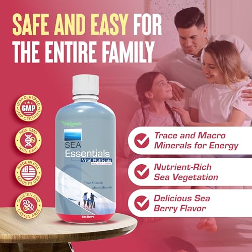 Wellgenix Sea Essentials Liquid Multivitamin with Coral Calcium & Sea Minerals – Sea Berry Flavor (Pack of 2)