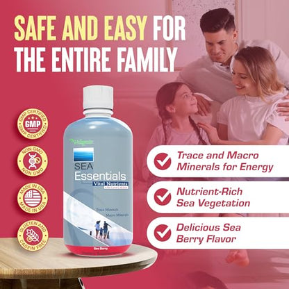 Wellgenix Sea Essentials Liquid Multivitamin with Coral Calcium & Sea Minerals – Sea Berry Flavor (Pack of 2)