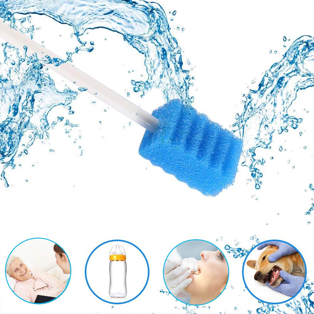 Wellgler's Oral Care Swabs Disposable - Blue (100 Counts)