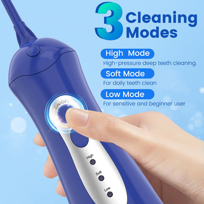 WellLeo Water Flossers - Portable Oral Irrigator, Rechargeable with 5 Jet Tips | IPX7 Waterproof
