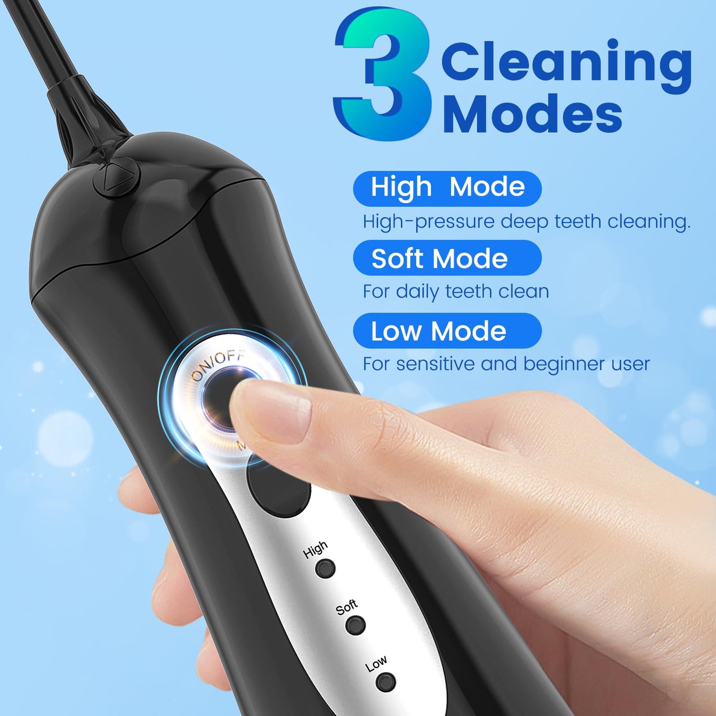 WellLeo Water Flossers for Teeth - Portable Oral Irrigator Rechargeable with 5 Jet Tips, IPX7 Travel Waterproof