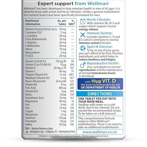 Vitabiotics Wellman 30 Tablets - Advanced Men's Vitamin & Mineral Supplement