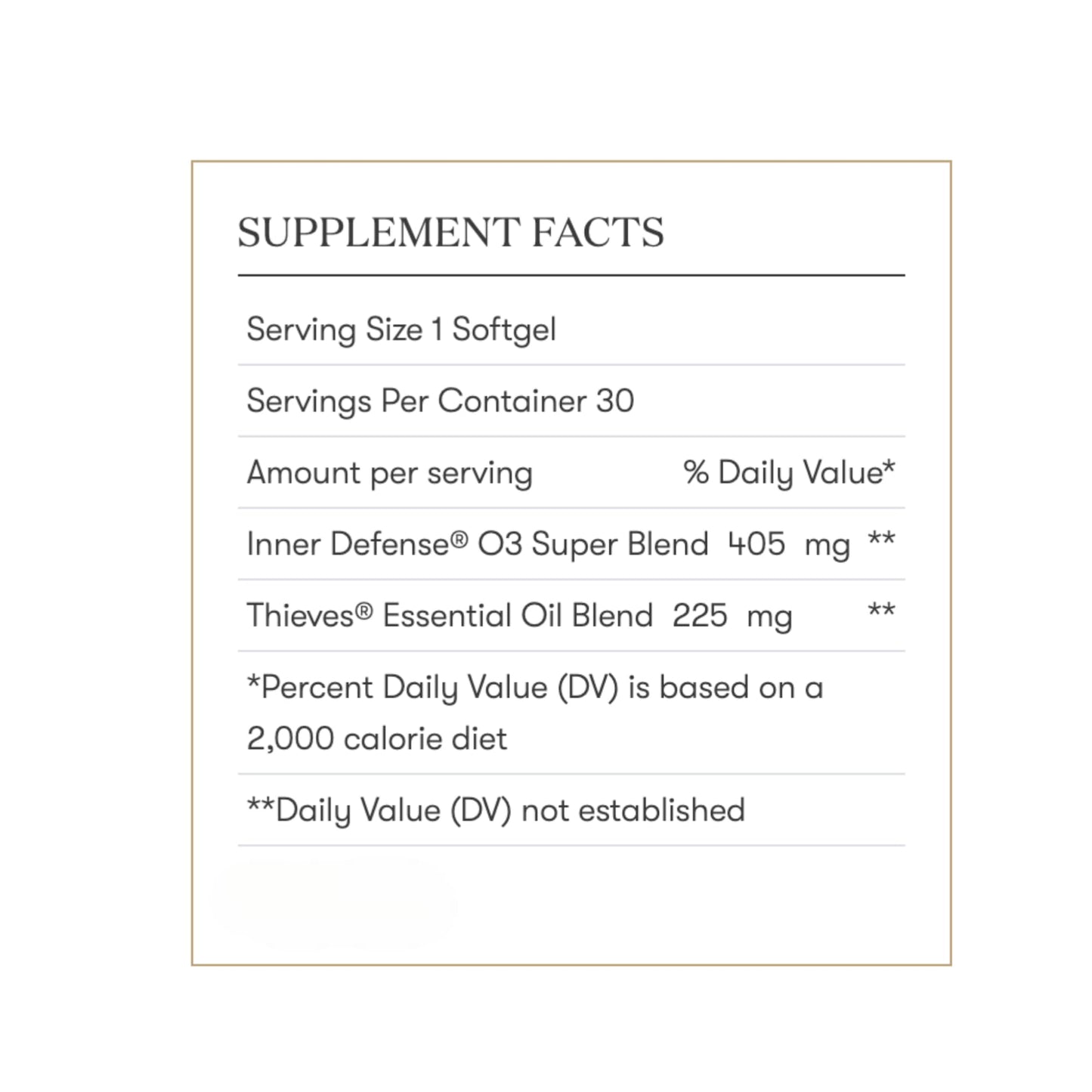 Young Living - Inner Defense 30 Softgels | Premium Essential Oil Daily Immune Support Supplement | Seasonal Wellness Aid | Immunity Boosting Liquid Capsules