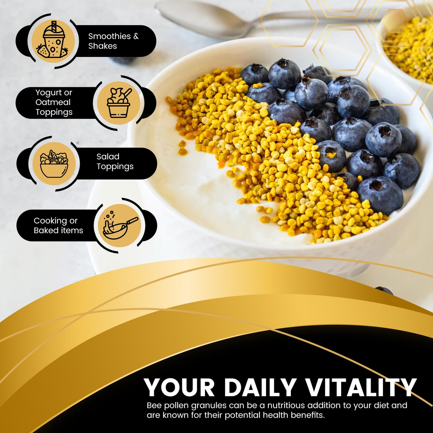 Organic Bee Pollen Granules 2 Lbs - WellnessLabsRx | Immune Support, Energy & Digestive Wellness - Gluten-Free - USA Made