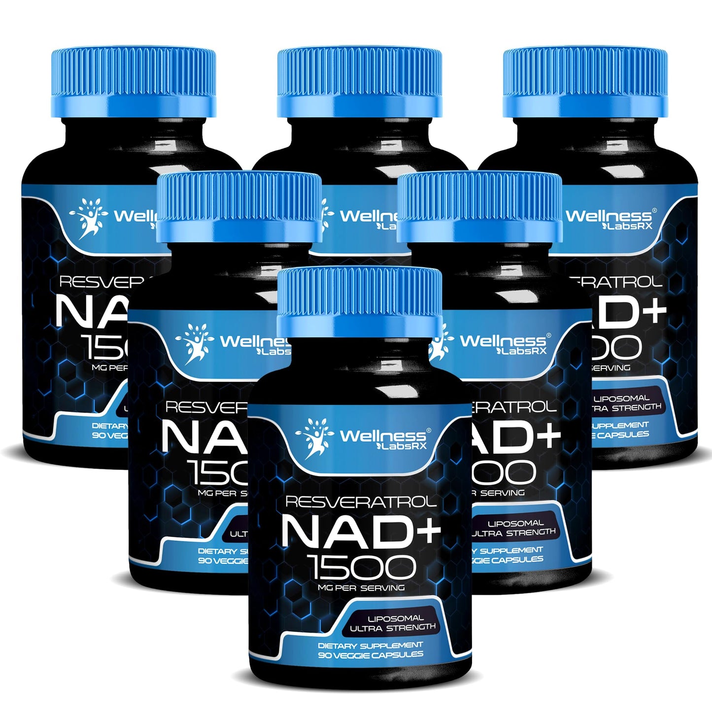 Wellness LabsRx Liposomal NAD+ 1500mg + Resveratrol – USA Made, 6 Pack