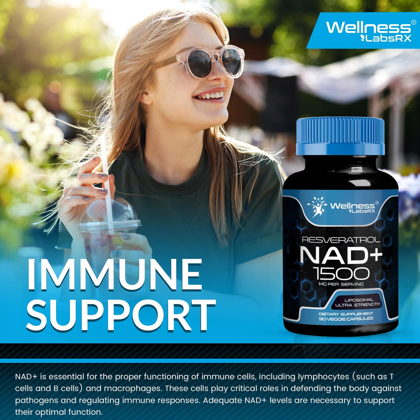 Wellness LabsRx Liposomal NAD+ 1500mg + Resveratrol – USA Made, 6 Pack