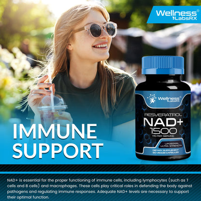 WELLNESS LABSRX Liposomal NAD Supplement 1500mg – USA Made, NAD+ Support, 2 Pack