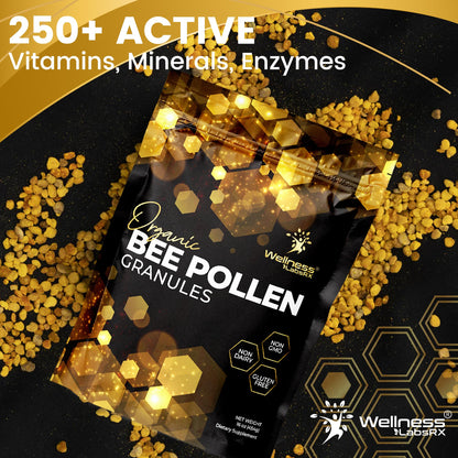 Organic Bee Pollen Granules 2 Lbs - WellnessLabsRx | Immune Support, Energy & Digestive Wellness - Gluten-Free - USA Made