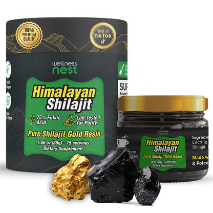 Wellness Nest Gold Grade Shilajit Resin – 24k Gold, 75%+ Fulvic Acid, Lab-Tested 30g