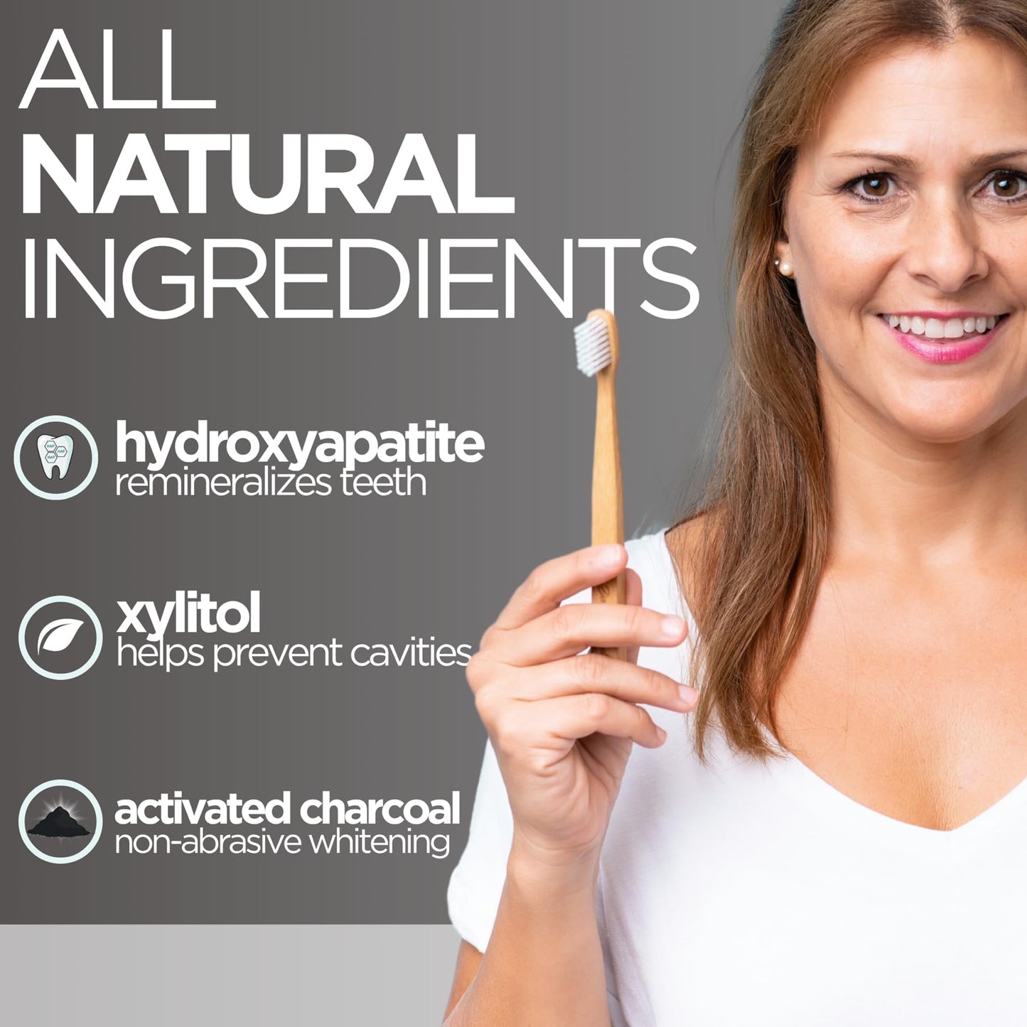 Wellnesse Activated Charcoal Toothpaste with Xylitol – Fluoride-Free, Mint, 4 oz