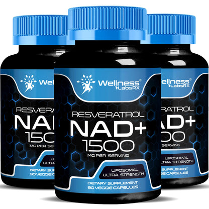 Wellness LabsRx Liposomal NAD+ Supplement 1500mg – USA Made, 3-Pack for NAD+ Support, Energy & Cellular Health