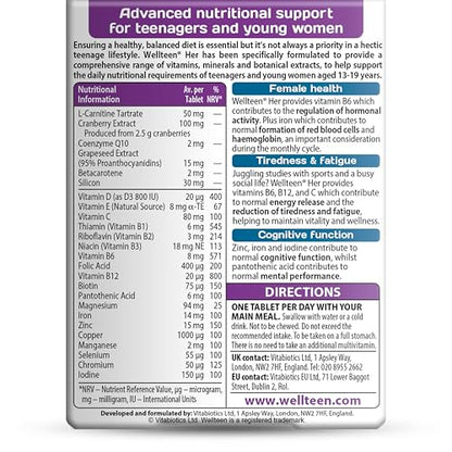 Wellteen Her by Vitabiotics – Nutritional Support for Teens 13–19 (30 Tablets)