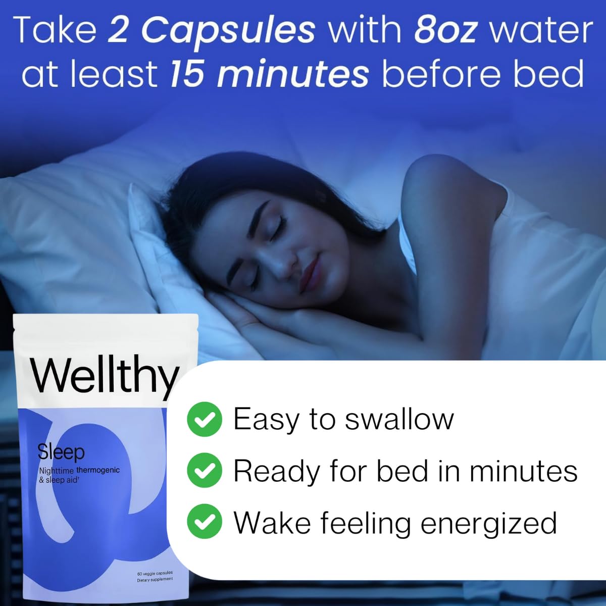 Wellthy Night Time Thermogenic – B6, Ashwagandha & Melatonin for Women | Nighttime Weight Loss