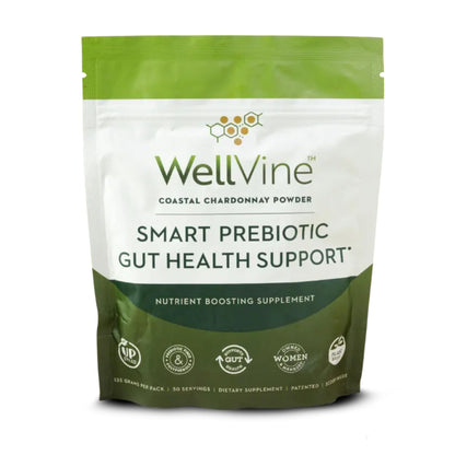 WellVine Premium Smart Prebiotic Gut Health Supplement Powder for Men & Women | Digestive Support & Gut Health With 100% Upcycled Chardonnay Grapes | Plant-Based, Gluten and Allergen-Free | 4.75Oz