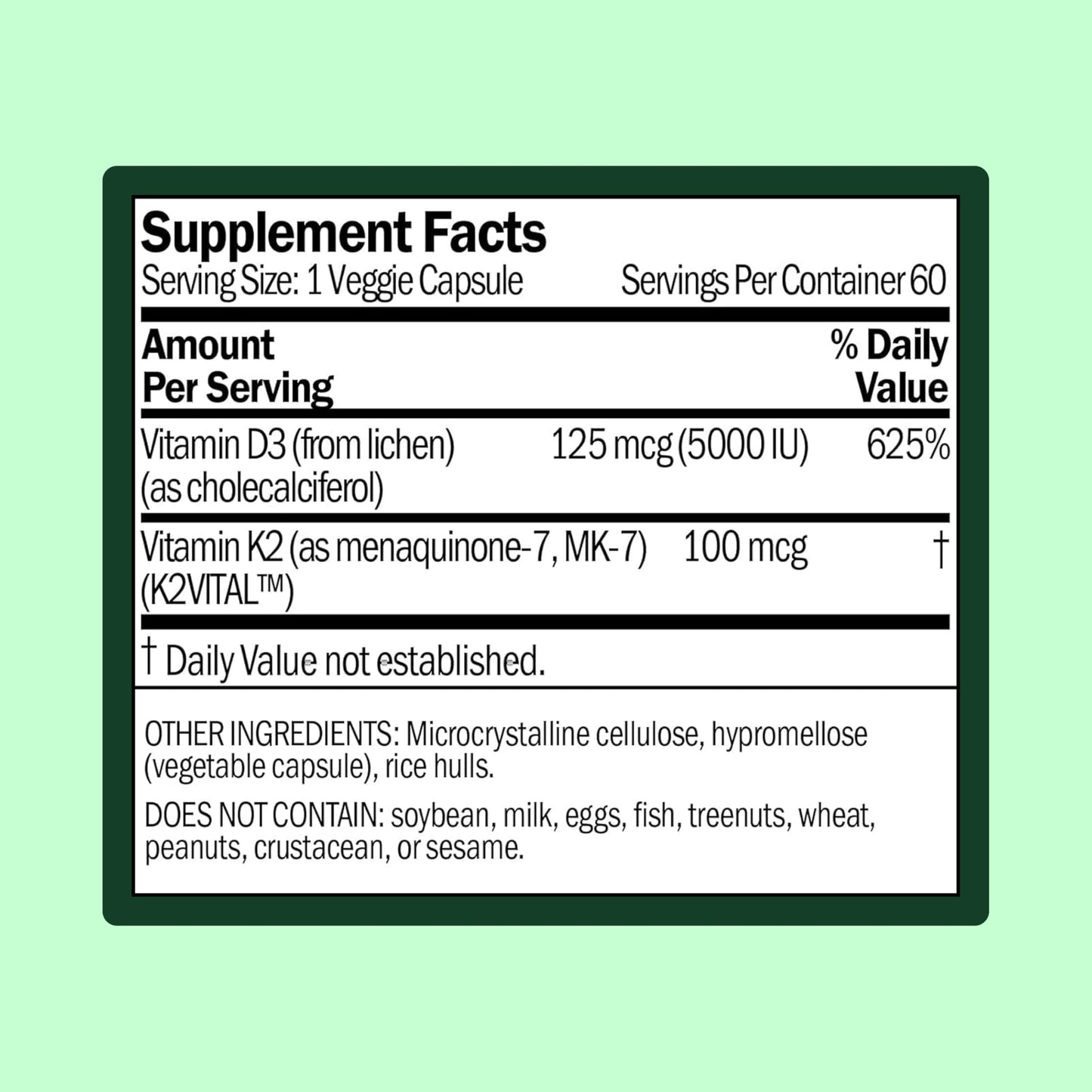 WellWithAll Vitamin D3 5000 IU + K2 100 mcg | Immune, Calcium & Cardiovascular Support | Plant-Based | 60-Day Supply